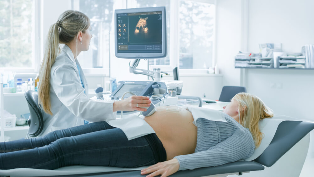 In the Hospital, Pregnant Woman Getting Ultrasound Screening