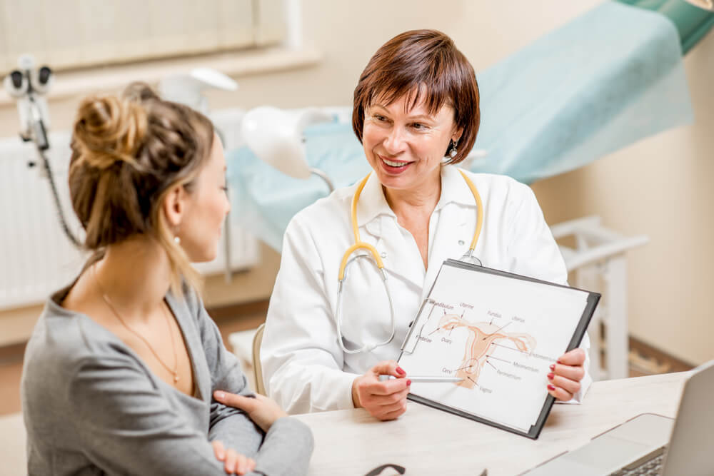 Young Woman Patient With a Senior Gynecologist During the Consultation in the Office