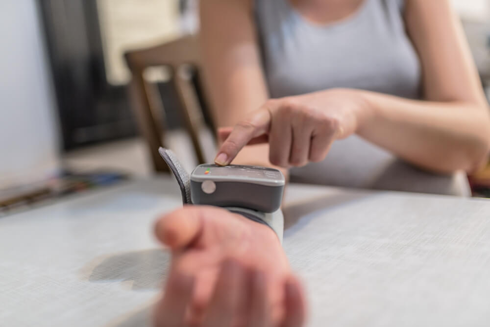 Health Concept Pregnant Women Is Taking Care for Health With Blood Pressure Monitors