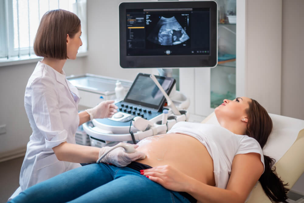 Pregnant Woman on Utltrasonographic Examination at Hospital