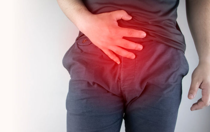 Concept of Pain in Men as a Result of Prostatitis, Inflammation of the Bladder or Genitourinary System.
