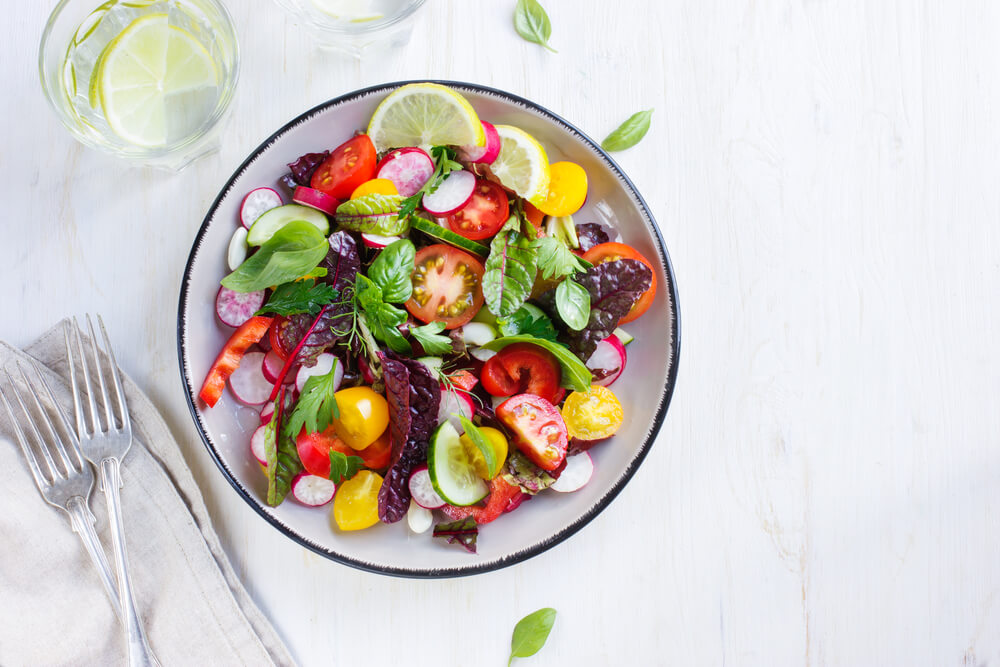 Salad With Fresh Summer Vegetables, Top View