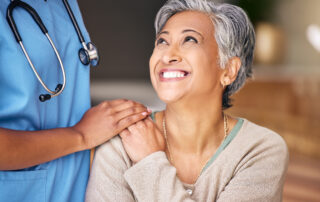 An enlarged image of a doctor of the Allergy & Immunology Center consulting a patient.