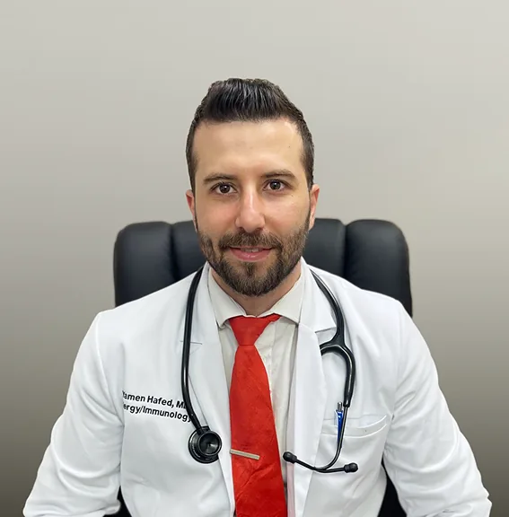 Professional headshot of Dr. Yamen Hafed, board-certified allergist and immunologist in Miami, FL
