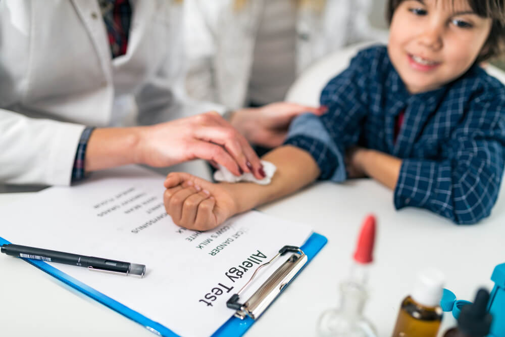 Pulmonologist Doing Skin Allergy Test on Little Boy