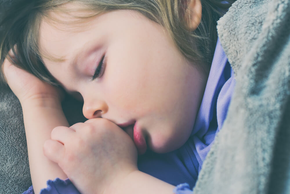 Sleeping Little Cute Baby Sucking Thumb