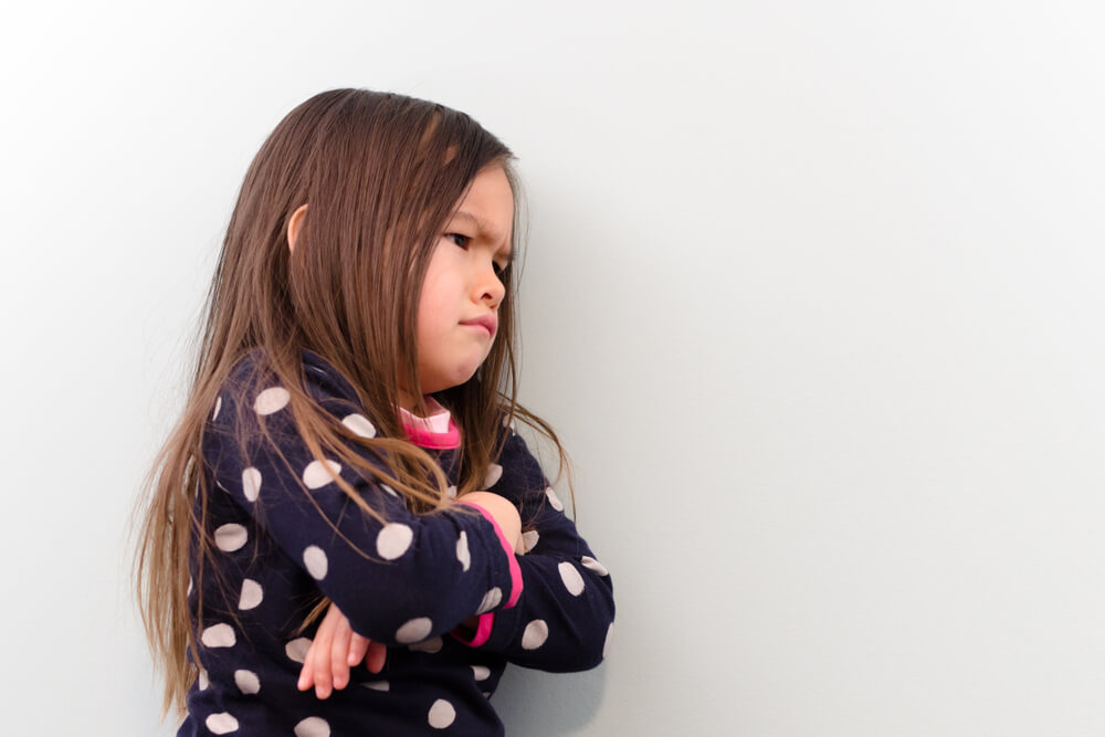 Angry Girl Crossing Her Arms and Looking Away