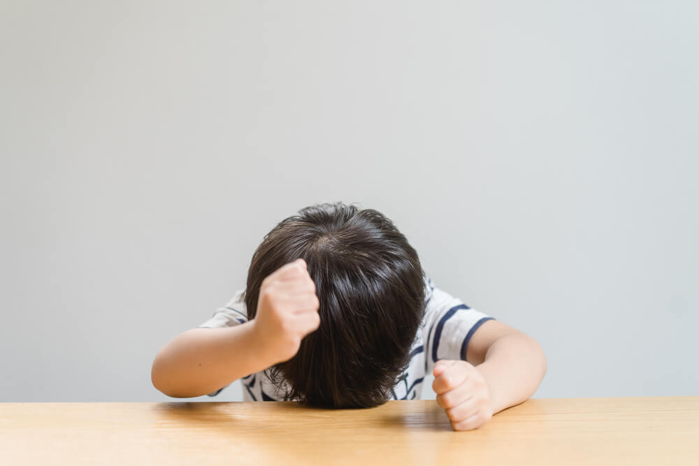 Attention Deficit Hyperactivity Disorder (ADHD) Concept. Angry Asian Boy Screaming,Upset, Sad, Negative Attitude.