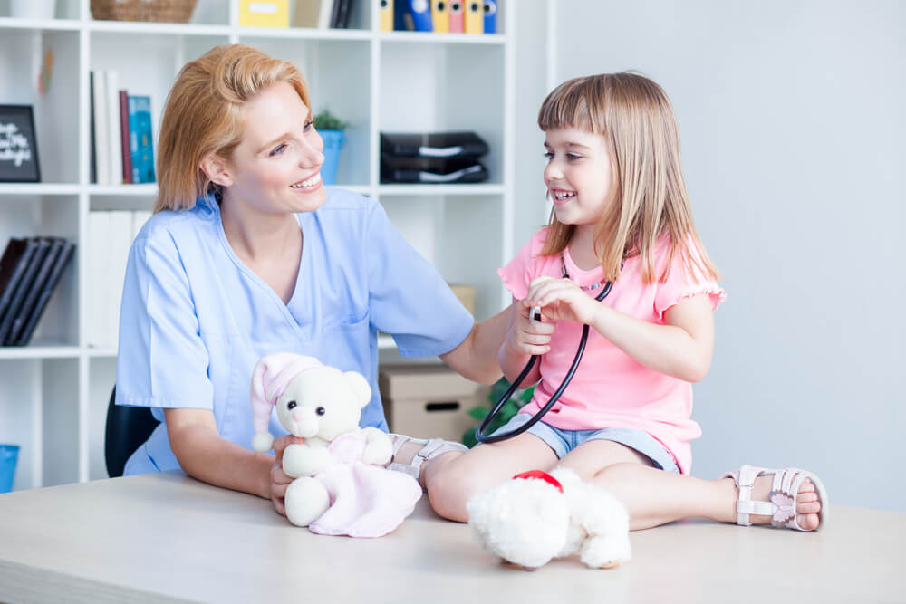 Cute little girl at doctor's office
