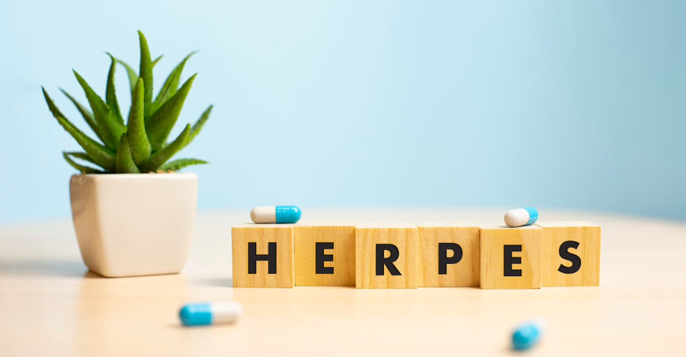 Herpes - Word From Wooden Blocks With Letters, Viral Diseases Herpes Viruses Concept