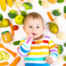 Baby Food Puree With Vegetables and Fruits.