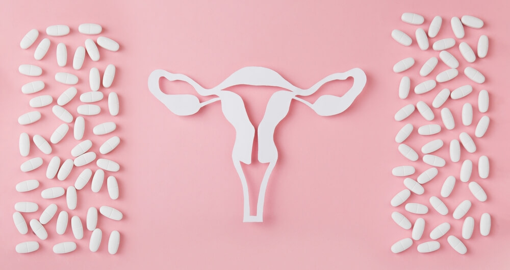 Concept Banner Of Gynecology Woman Health Place For Text Vaginal Suppositories Tablets On Pink Background