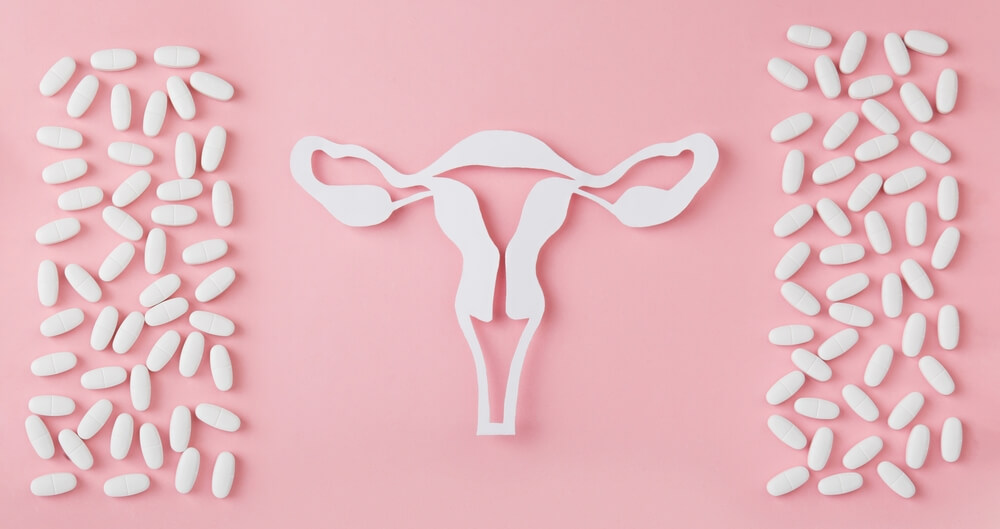 Concept Banner Of Gynecology Woman Health Place For Text Vaginal Suppositories Tablets On Pink Background