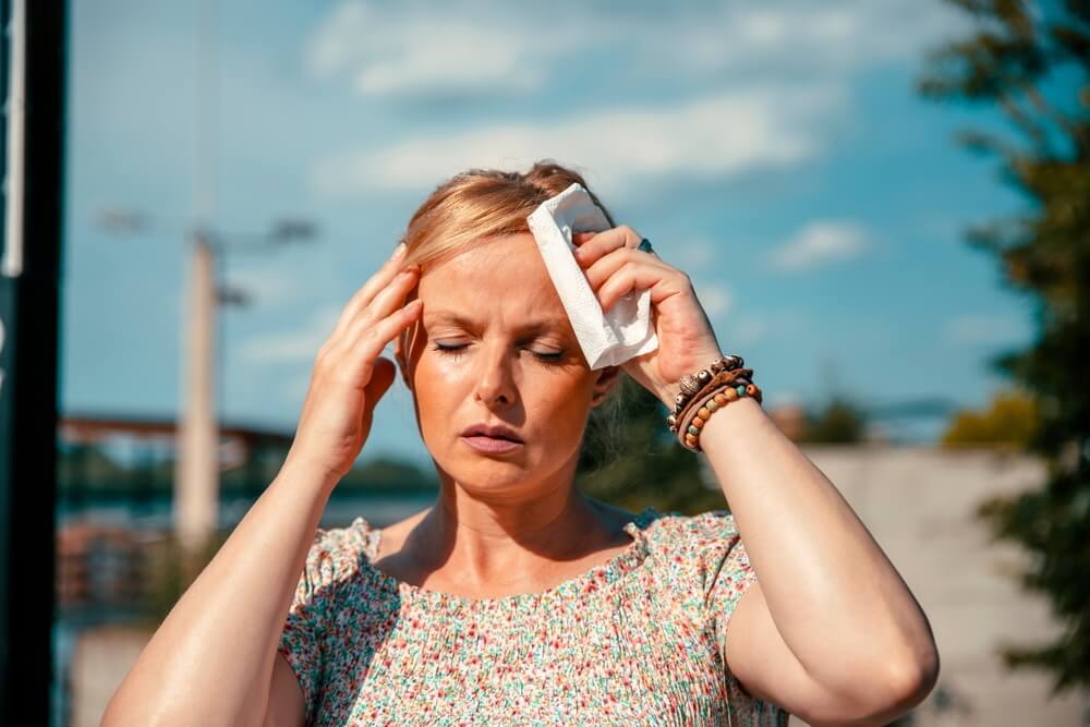 Woman Feeling Bad Pain, Heat, Woman With Heatstroke