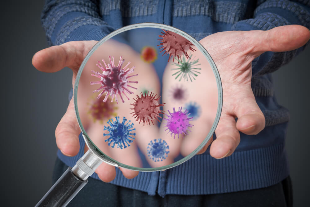 Germs under magnifying glass