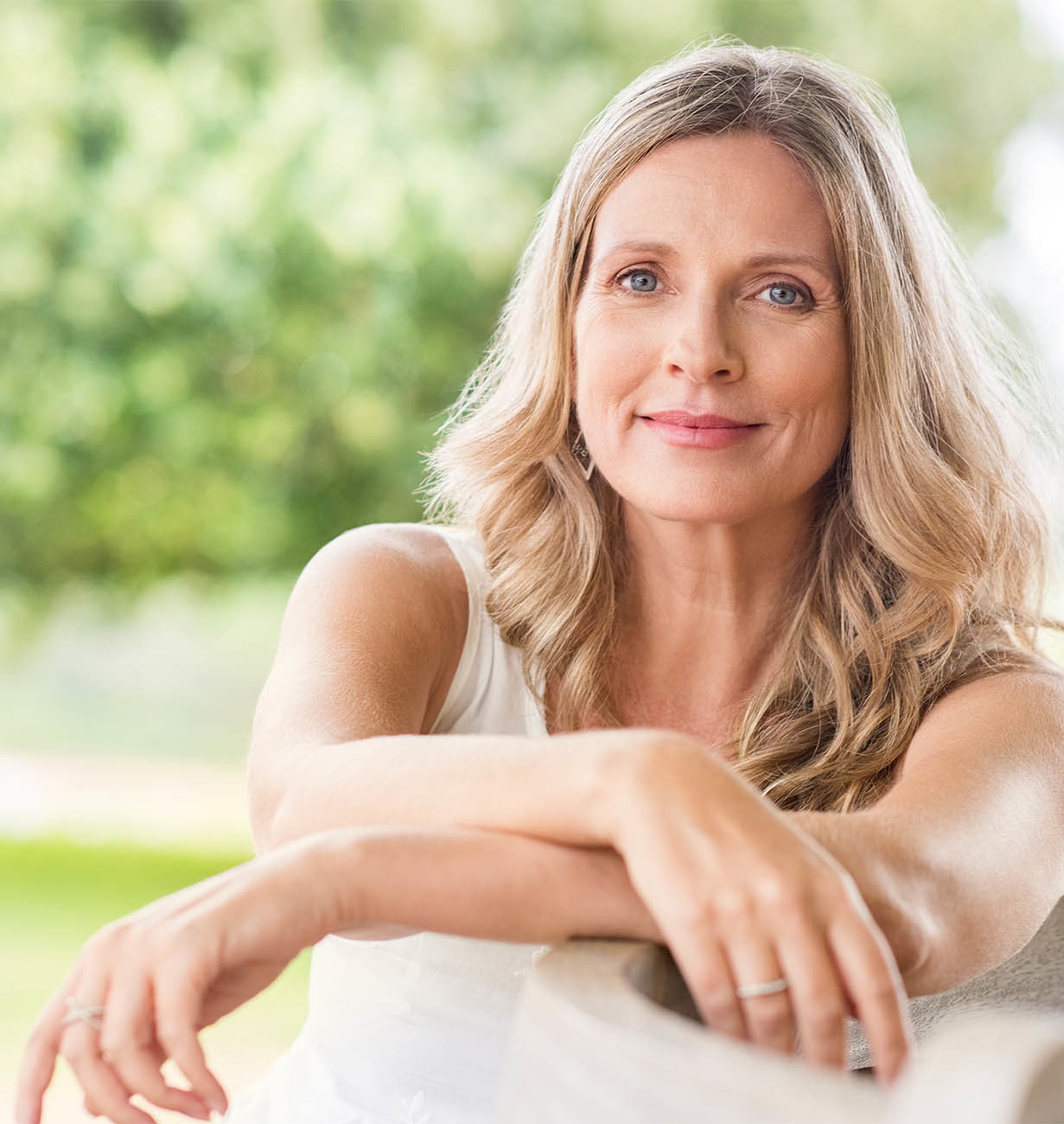 Close-up of a Middle Aged Blonde Haired Woman