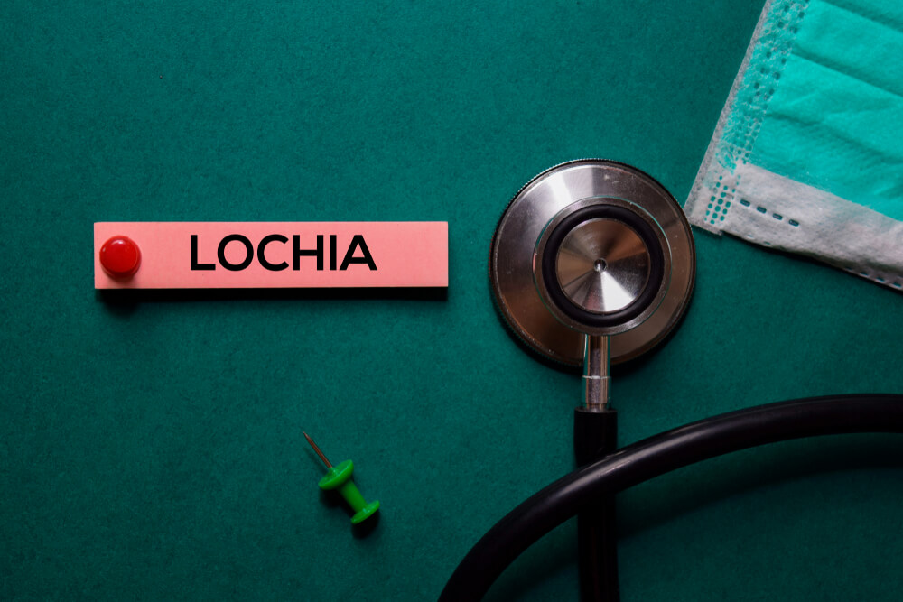 Lochia text on sticky notes. Office desk background. Medical or Healthcare concept