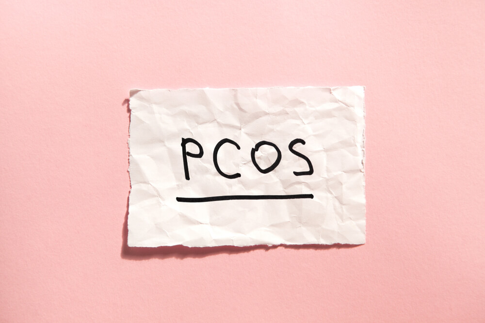 Pcos - Polycystic Ovary Syndrome, Woman Sickness Lettering on Pink Background