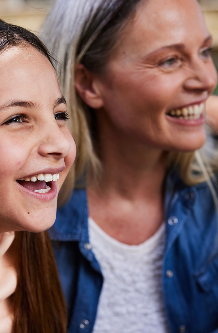 A mother with her child smiling
