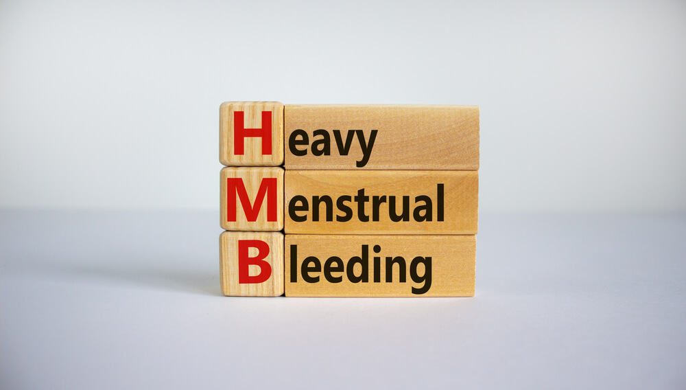 Wooden Cubes and Blocks With Words ‘Hmb - Heavy Menstrual Bleeding'