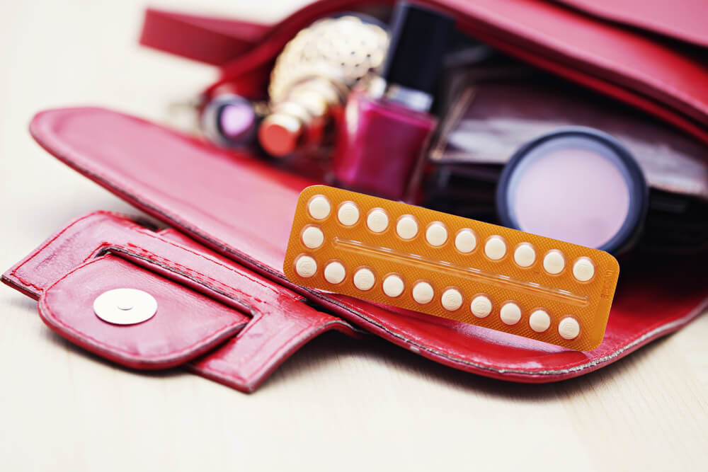 Birth Control Pills in Handbag