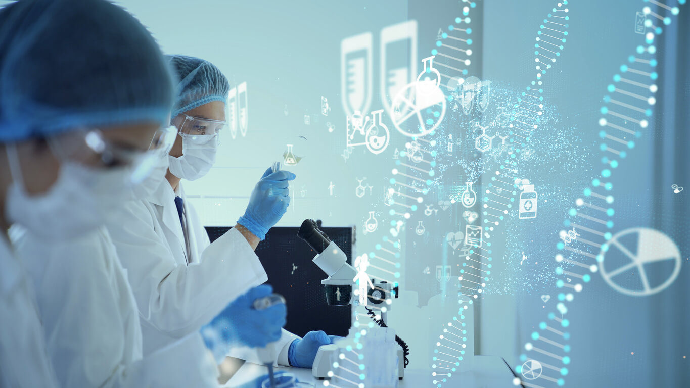 Genetic Engineering Concept. Medical Science. Scientific Laboratory.