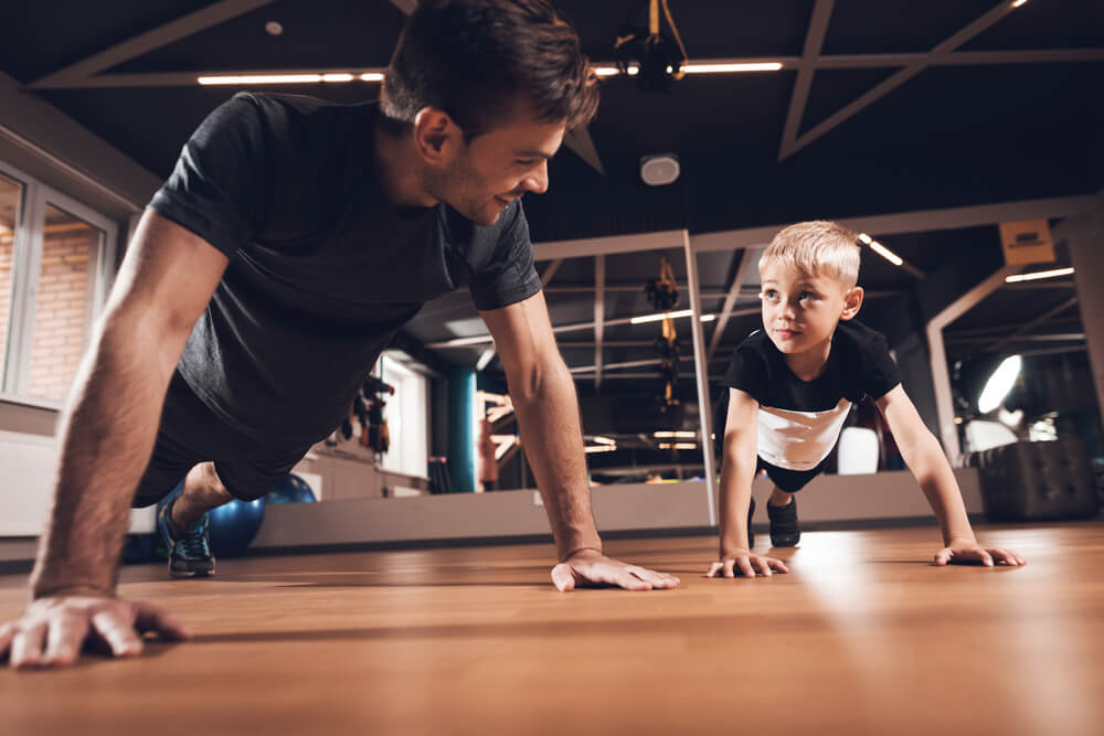 Father and Son Spend Time Together and Lead a Healthy Lifestyle. 