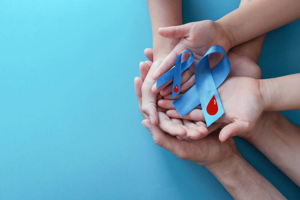 Light Blue Ribbons With Blood on Blue Background , World Diabetes Day