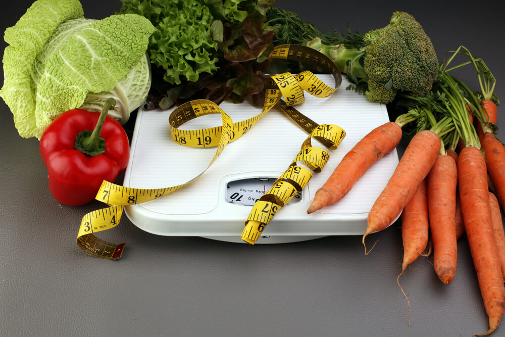 Veggies on a Bathroom Scale