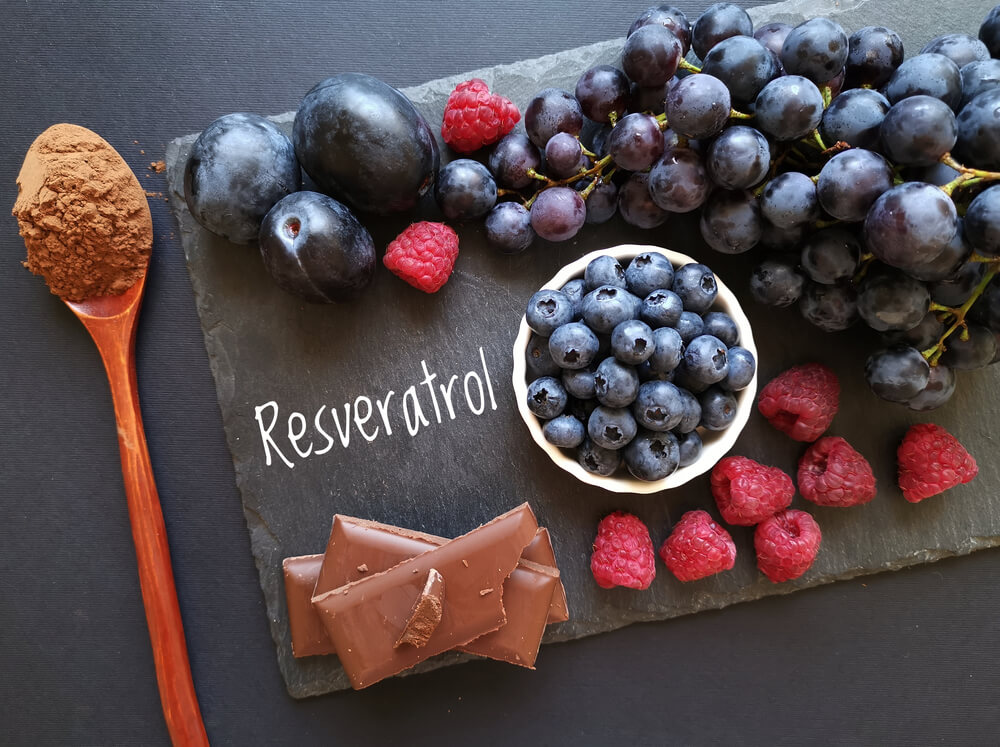 Grape, Plum, Blueberry, Raspberry, Dark Chocolate, and Cocoa Powder as Natural Sources of Resveratrol and Antioxidants.