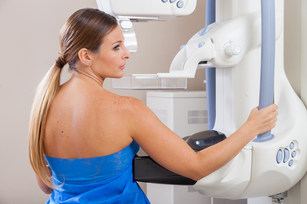 Woman Having a Mammogram Exam at the Doctor's Office