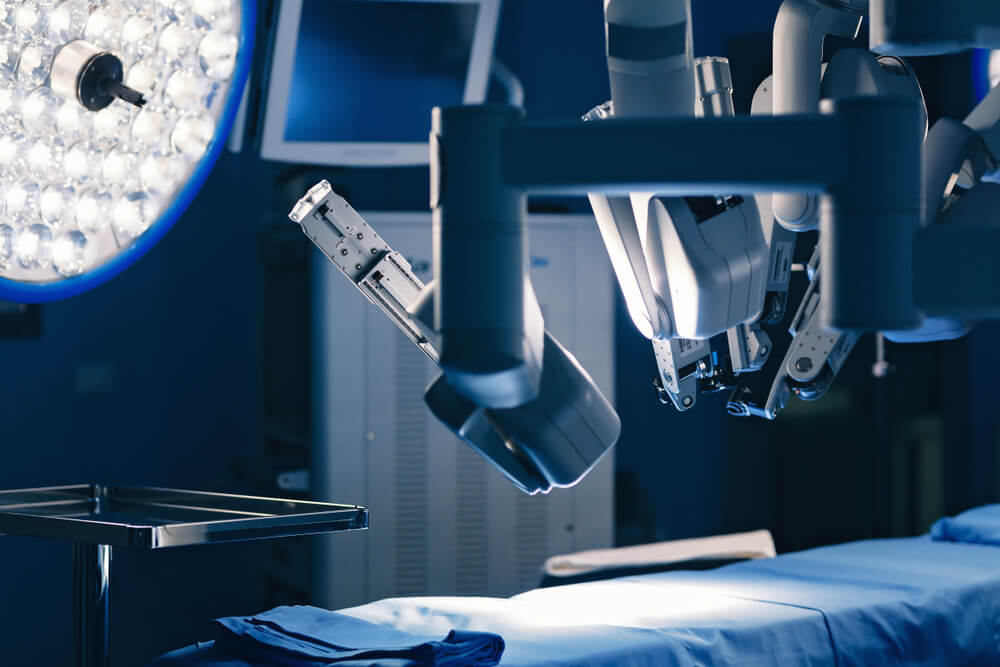 Surgical Room in Hospital With Robotic Technology Equipment