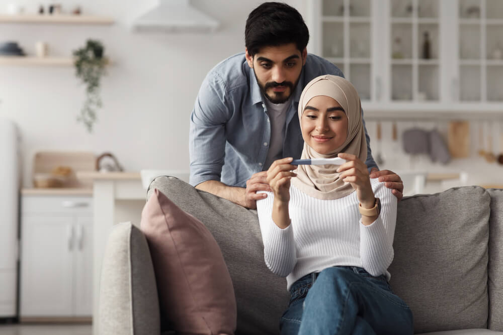 Happy Family, Planning Baby, Pregnancy and Checking Result at Home.