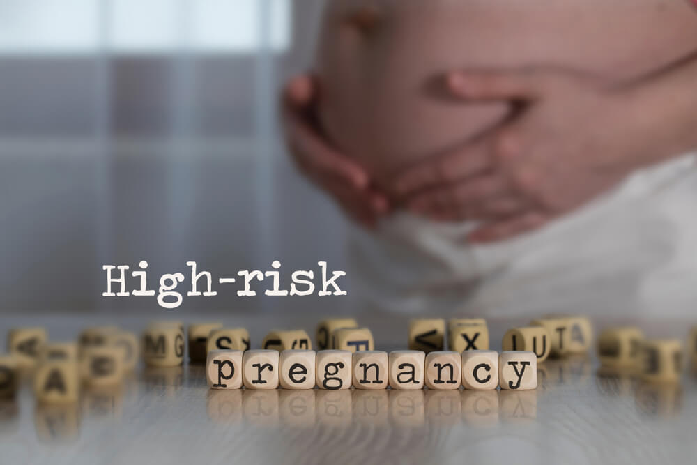 Words High-risk Pregnancy Composed of Wooden Letters.