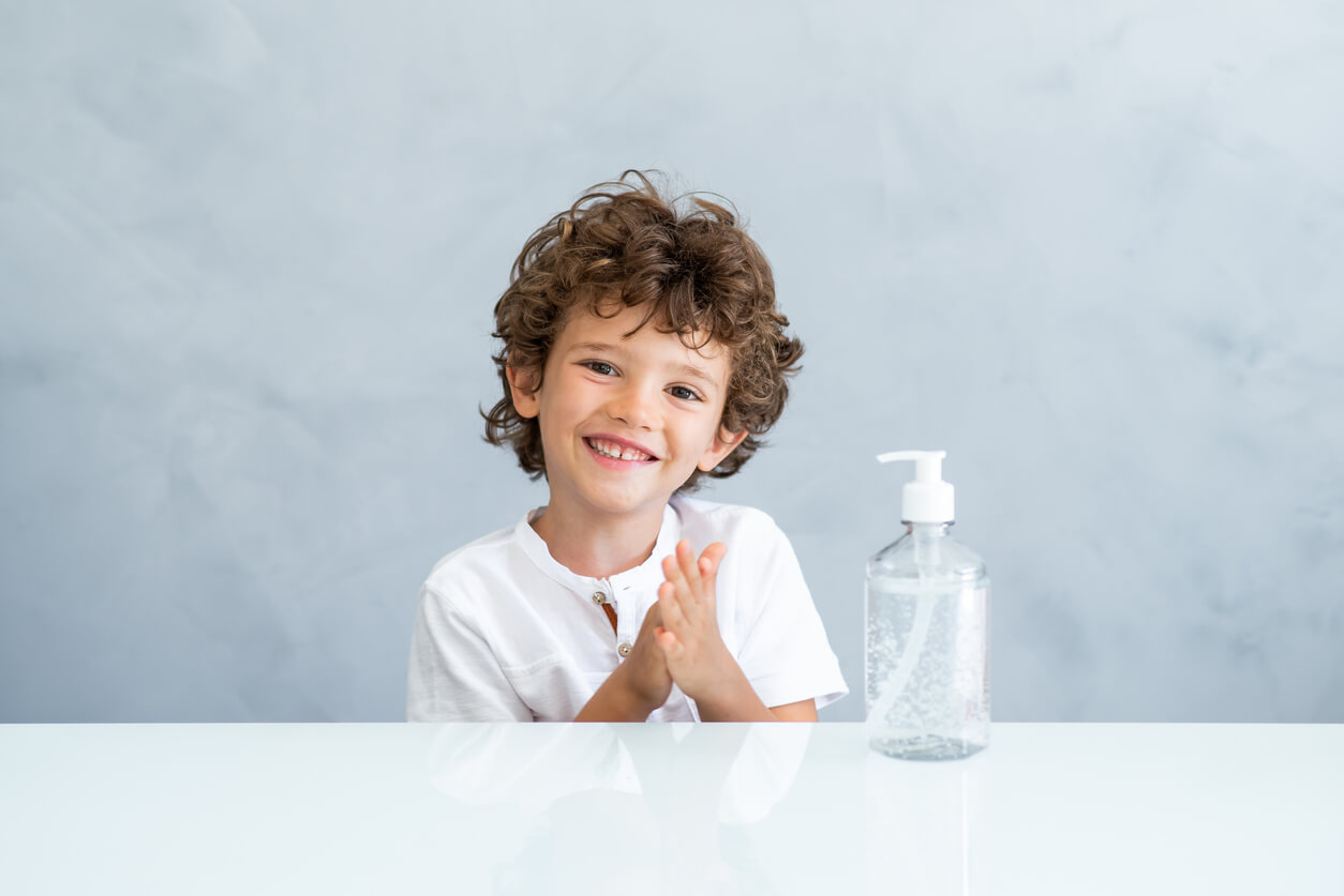 A Boy Cleaning His Hands