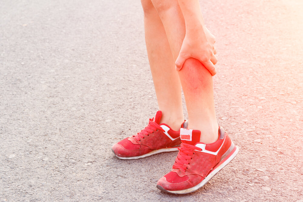 Woman Runner Leg And Muscle Pain On Road In Morning