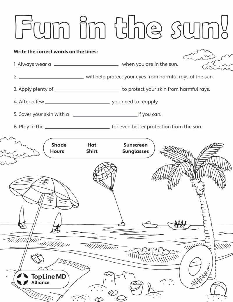 Sun Protection Kindergarten Worksheet
